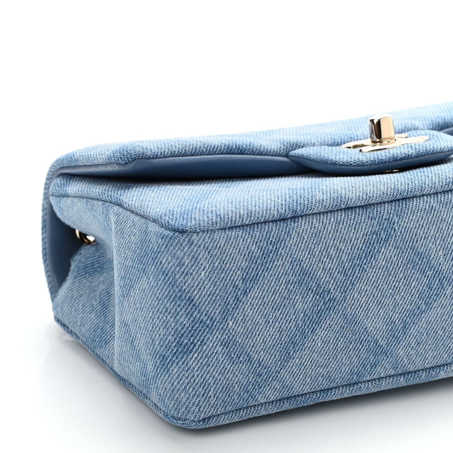 Denim Quilt Print Mini Rectangular Flap Light Blue