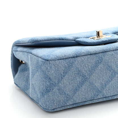 Chanel Denim Quilt Print Mini Rectangular Flap Light Blue 9 of 11