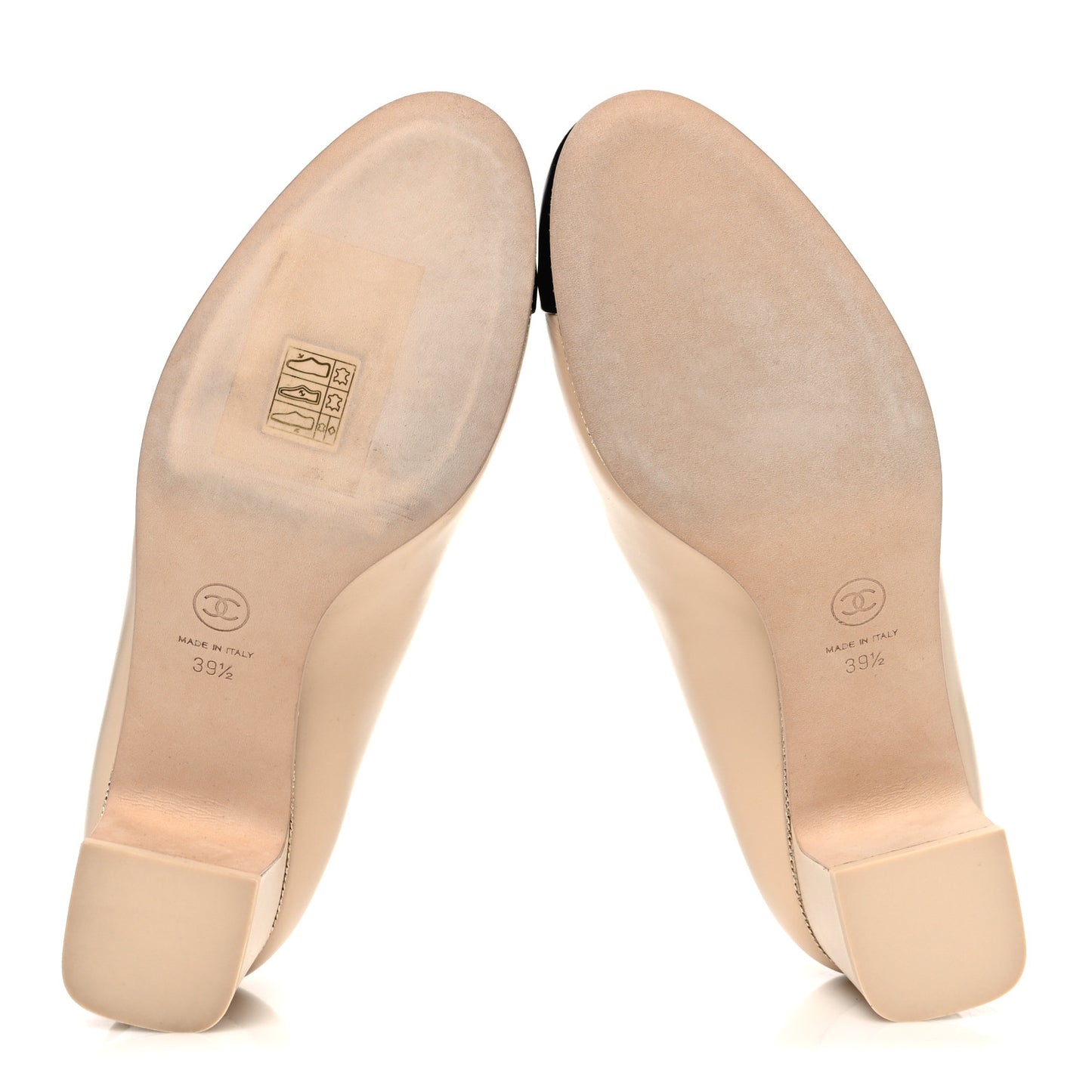 Calfskin Patent Cap Toe CC Pumps 39.5 Light Beige Black