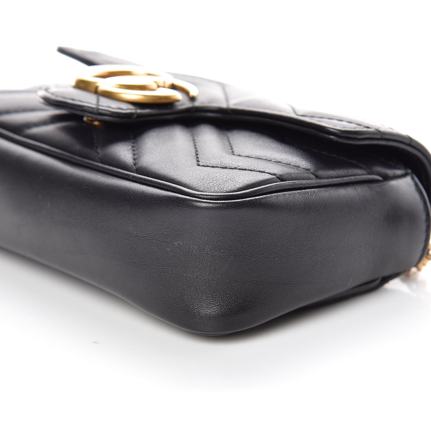 Calfskin Matelasse Super Mini GG Marmont Shoulder Bag Black