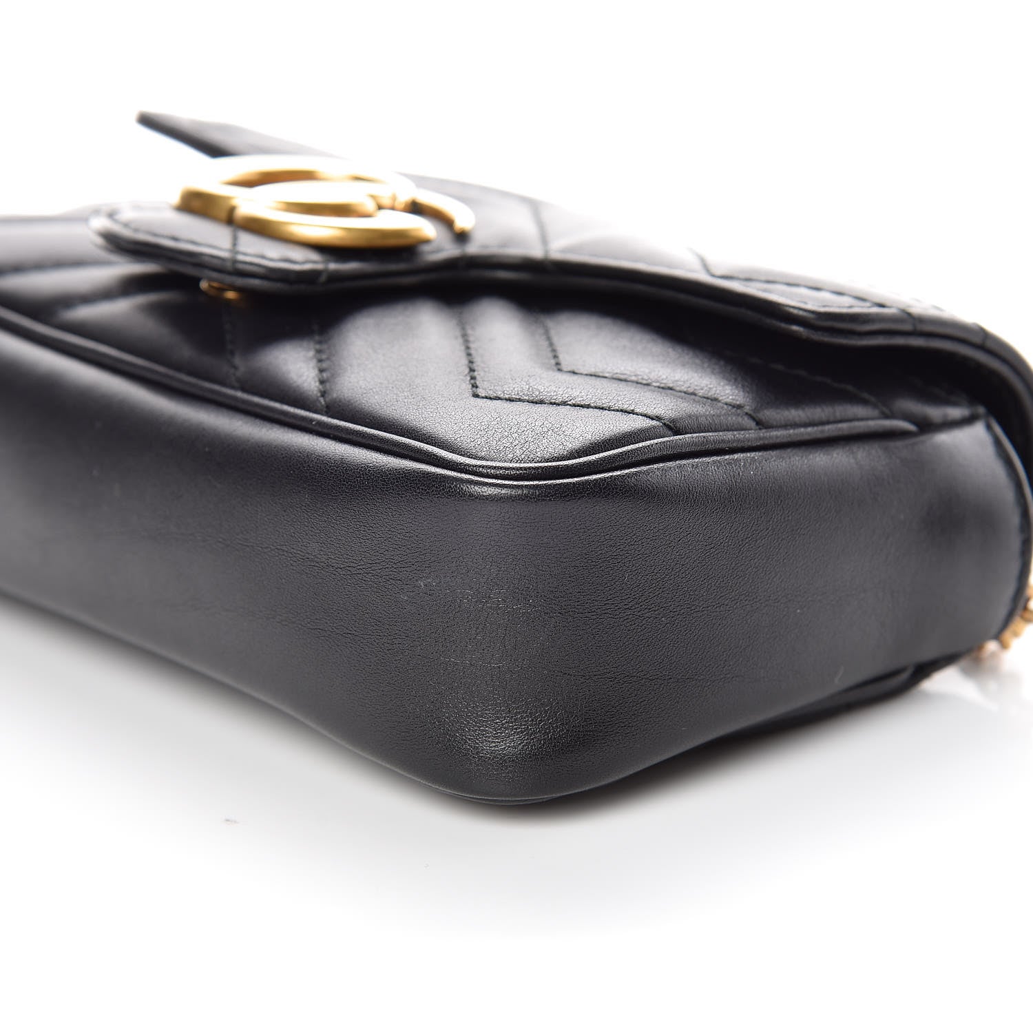 Gucci Calfskin Matelasse Super Mini GG Marmont Shoulder Bag Black 9 of 10