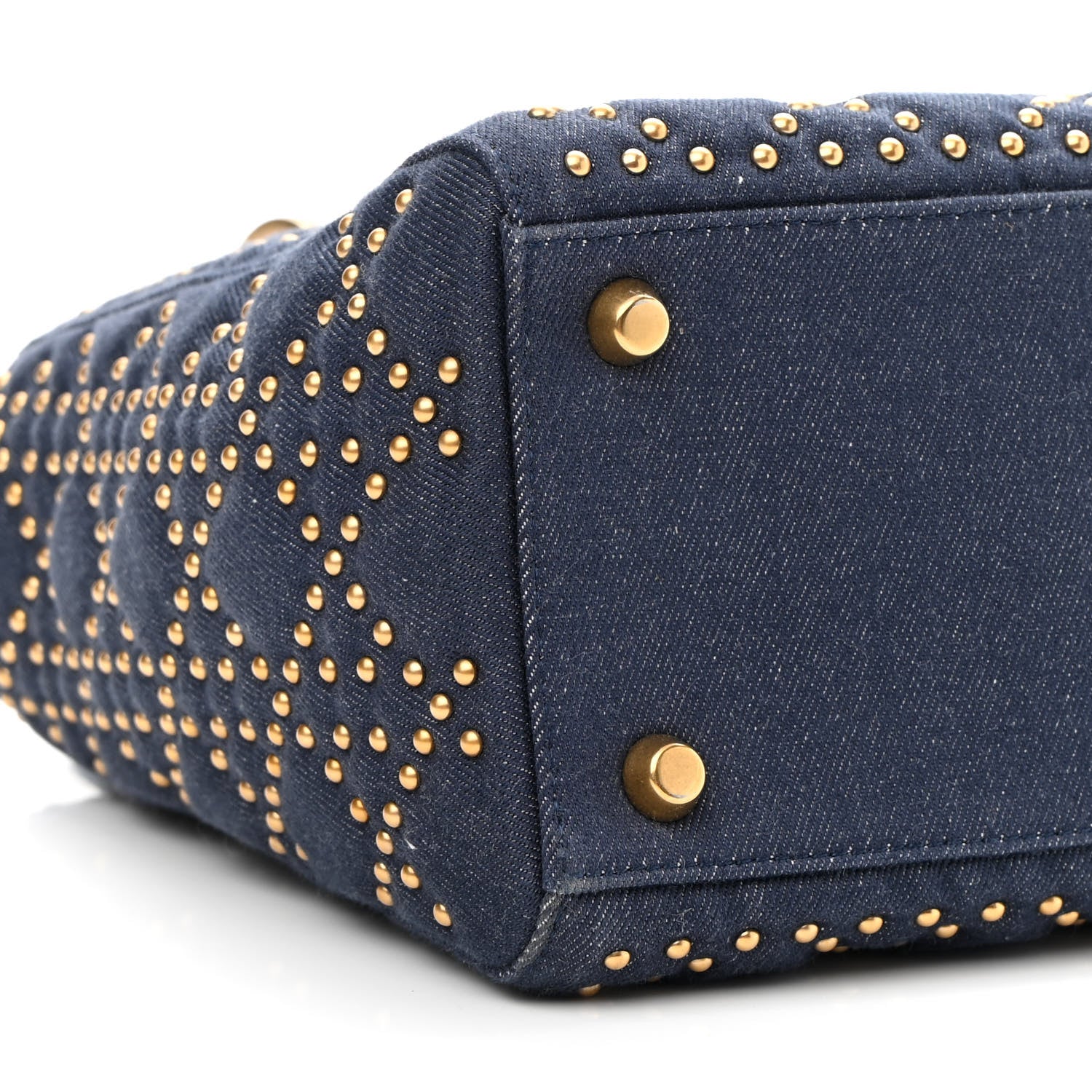 Christian Dior Canvas Cannage Studded Medium Supple Lady Dior Blue 8 of 9
