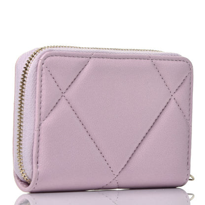 Chanel Lambskin Quilted Chanel 19 Zip Around Coin Purse Wallet Light Pink 3 of 7