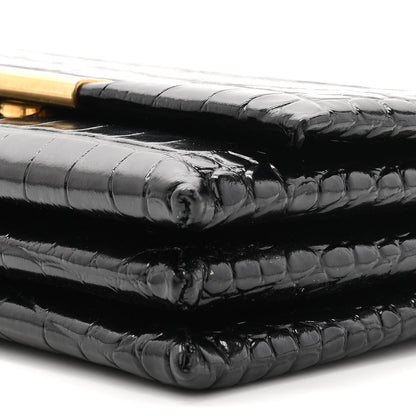Balenciaga Shiny Extra Supple Calfskin Crocodile Embossed Small Triplet Bag Black 10 of 10
