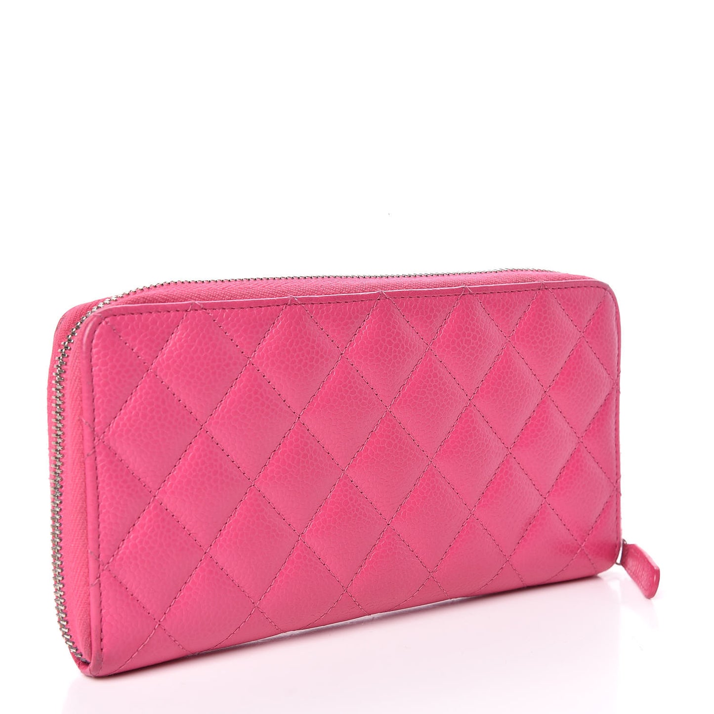 Caviar Quilted Large Gusset Zip Around Wallet Pink