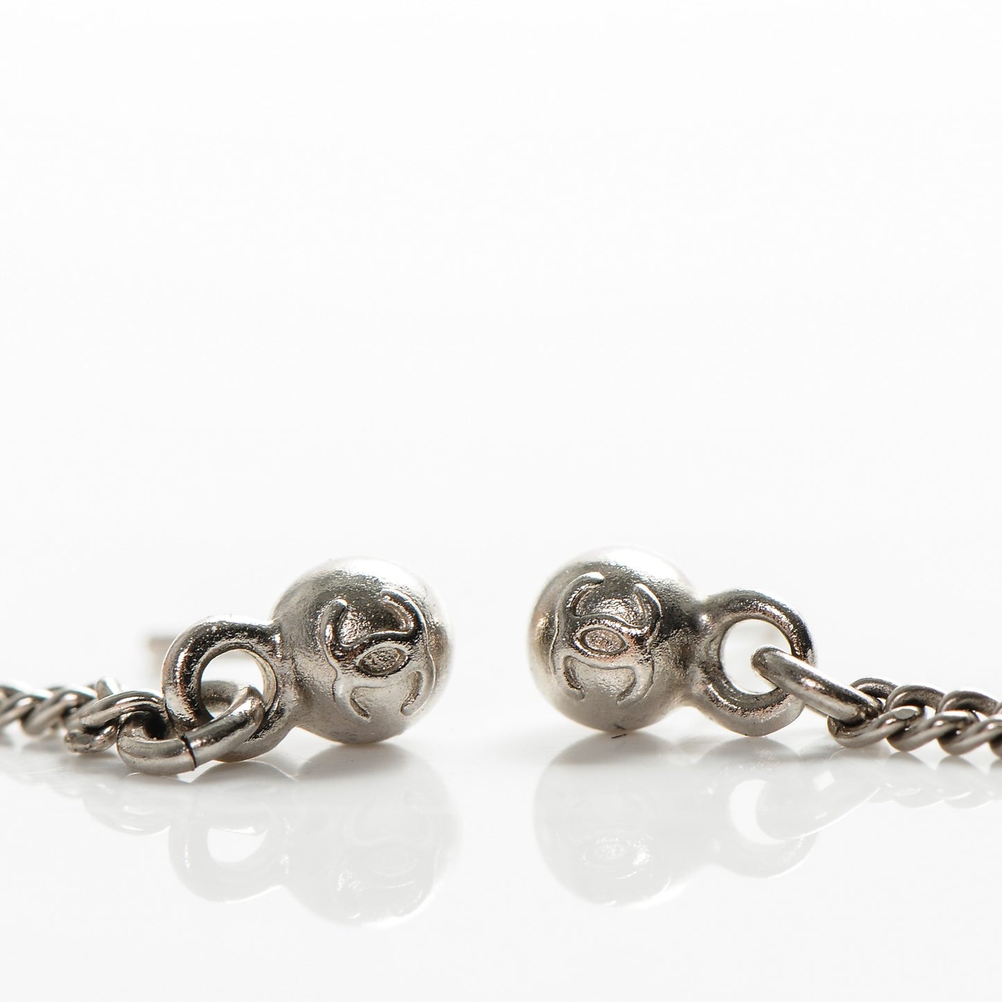 Baguette Crystal CC Dangle Earrings Silver