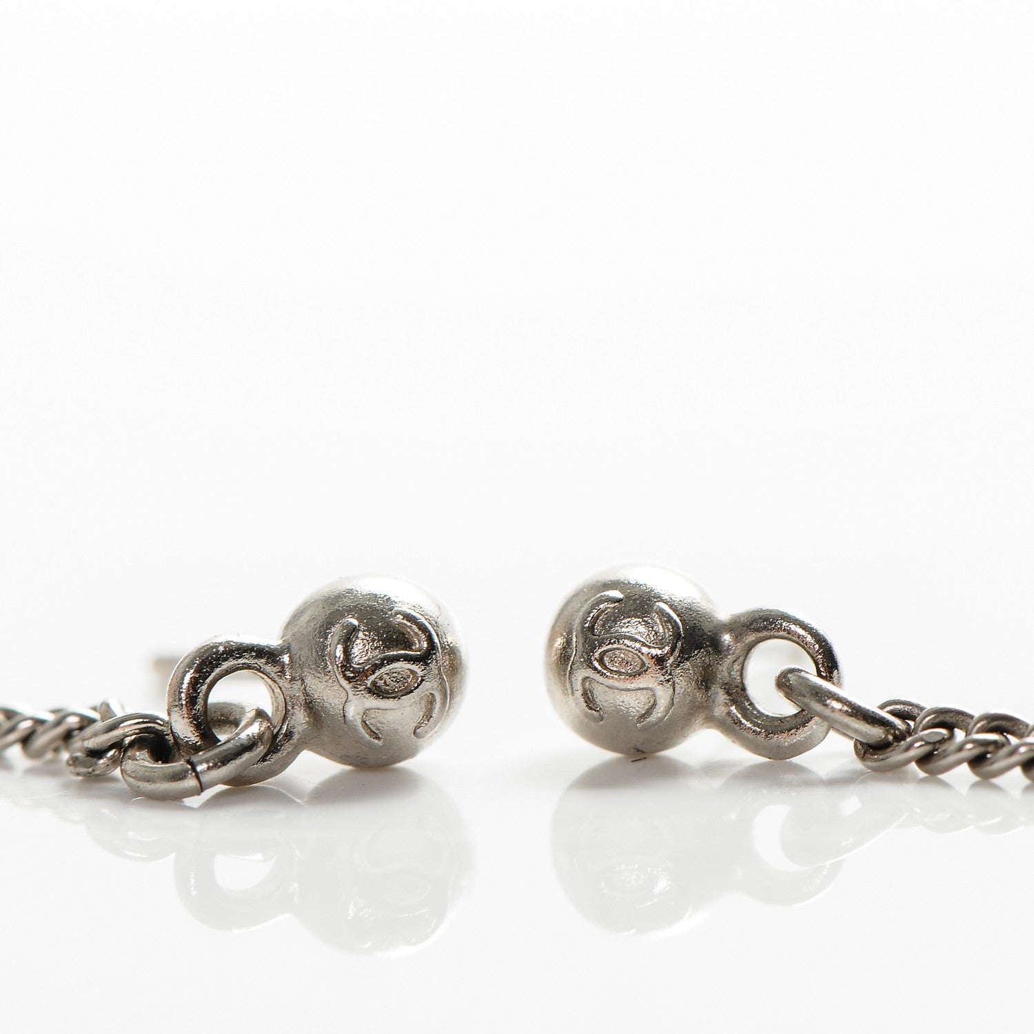 Chanel Baguette Crystal CC Dangle Earrings Silver 4 of 4