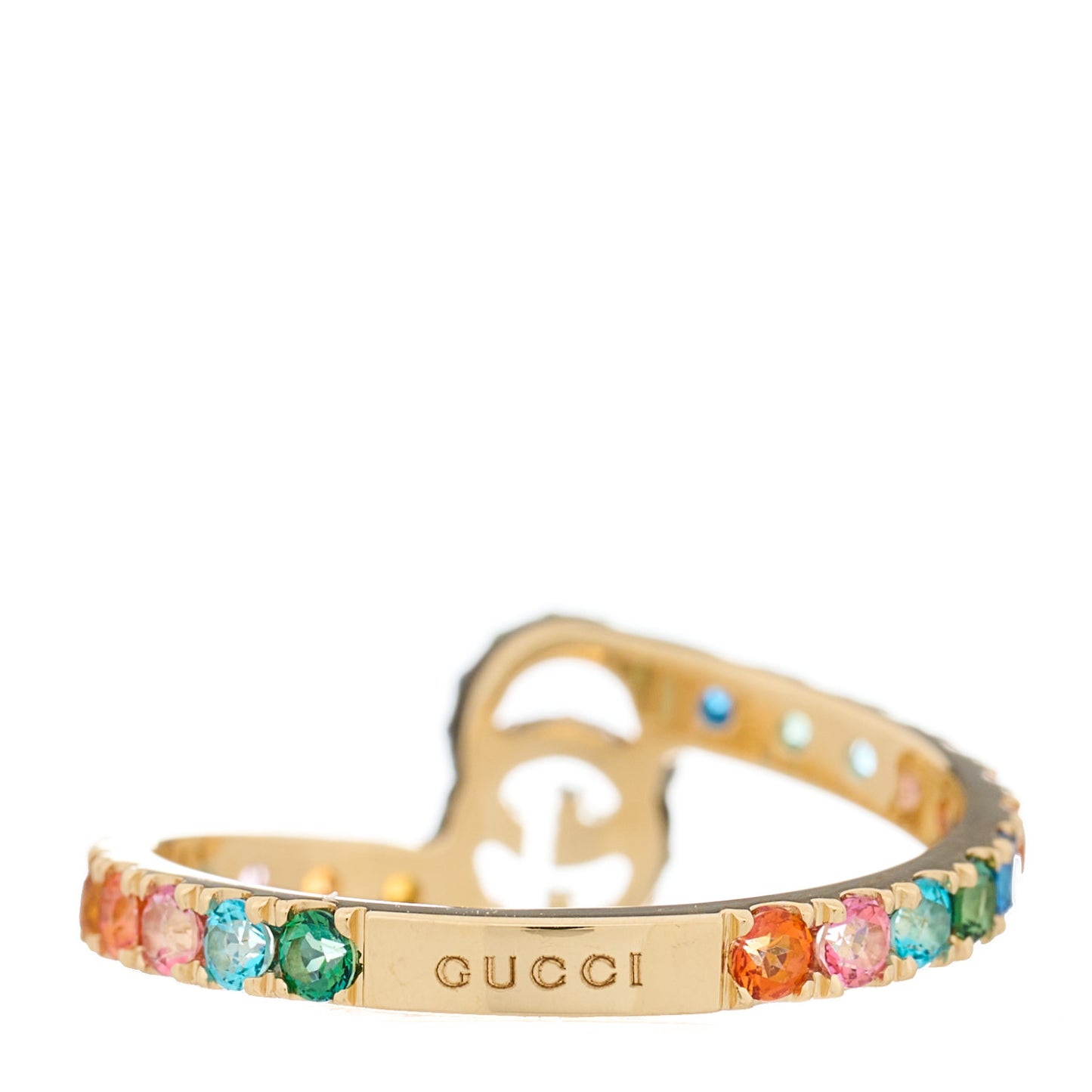 18K Yellow Gold Mixed Gemstone Running GG Ring 50 5.25