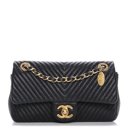 Chanel Wrinkled Lambskin Chevron Quilted Small Flap Black 1 of 8