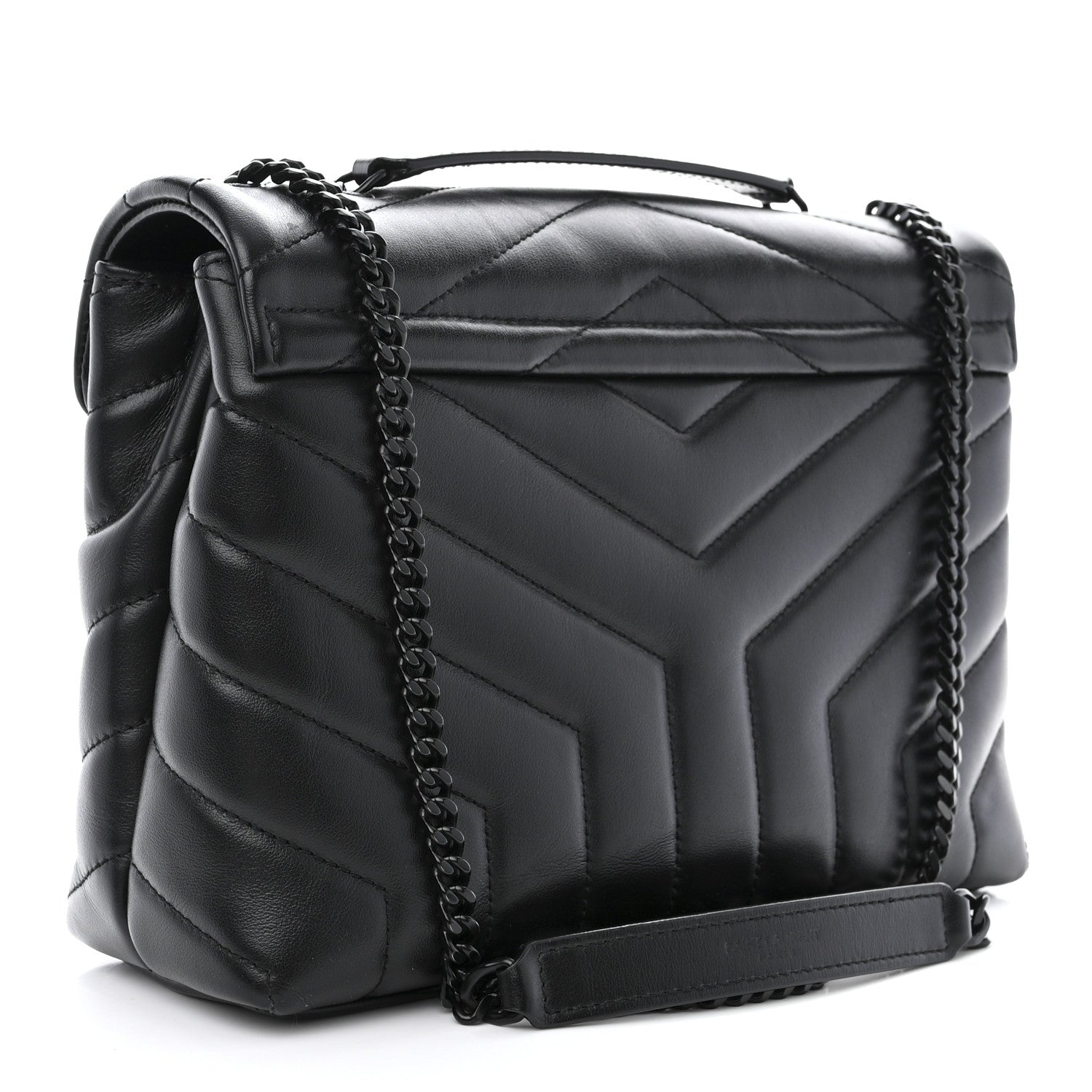 Saint Laurent Calfskin Y Quilted Monogram Monochrome Small Loulou Chain Satchel Black 3 of 11
