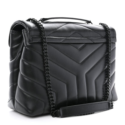 Saint Laurent Calfskin Y Quilted Monogram Monochrome Small Loulou Chain Satchel Black 3 of 11