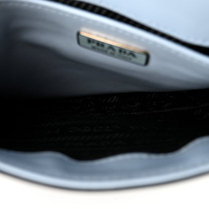 Prada Spazzolato Cleo Flap Shoulder Bag Celeste Black 5 of 10