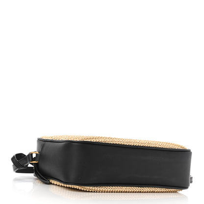 Saint Laurent Raffia Canvas Monogram Lou Camera Bag Beige Black 4 of 9