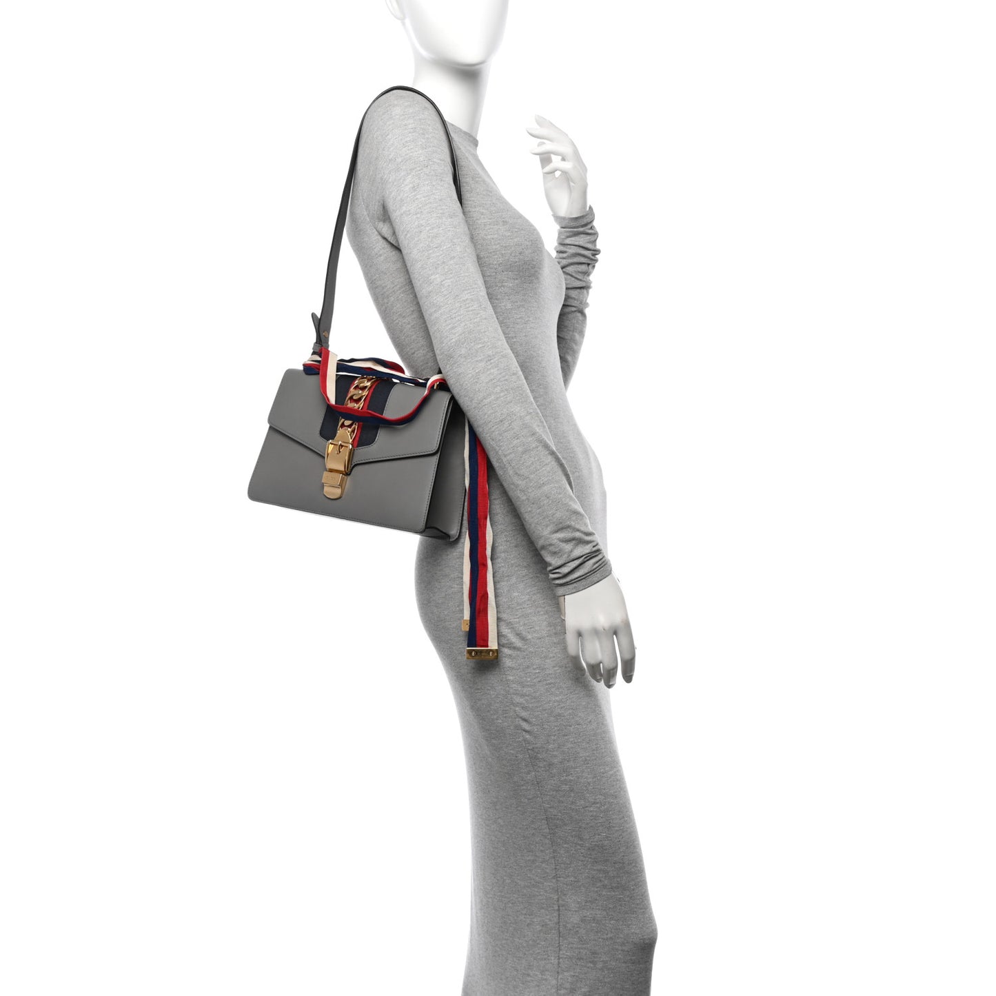 Calfskin Small Sylvie Shoulder Bag Deep Grey