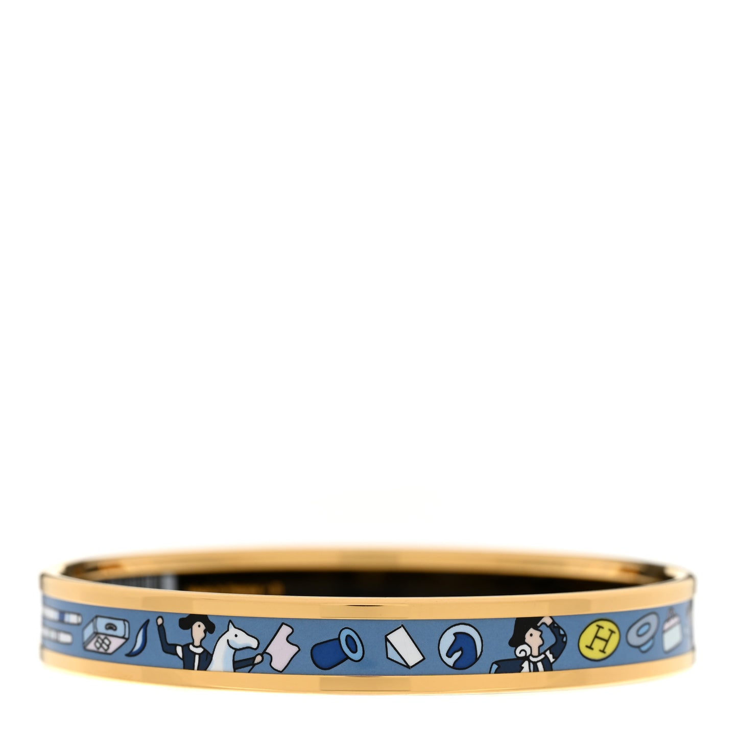 Enamel Printed Narrow L'Epopee D'Hermes Bracelet 65 Ecume