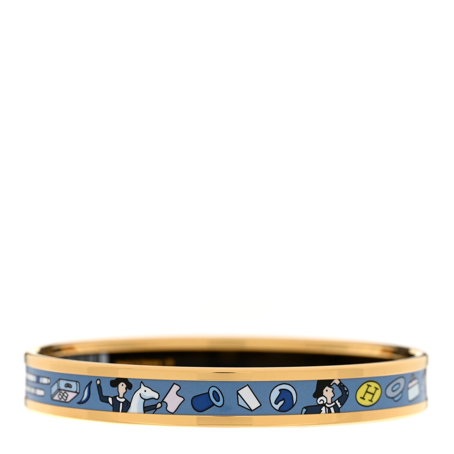 Hermes Enamel Printed Narrow L'Epopee D'Hermes Bracelet 65 Ecume 3 of 7