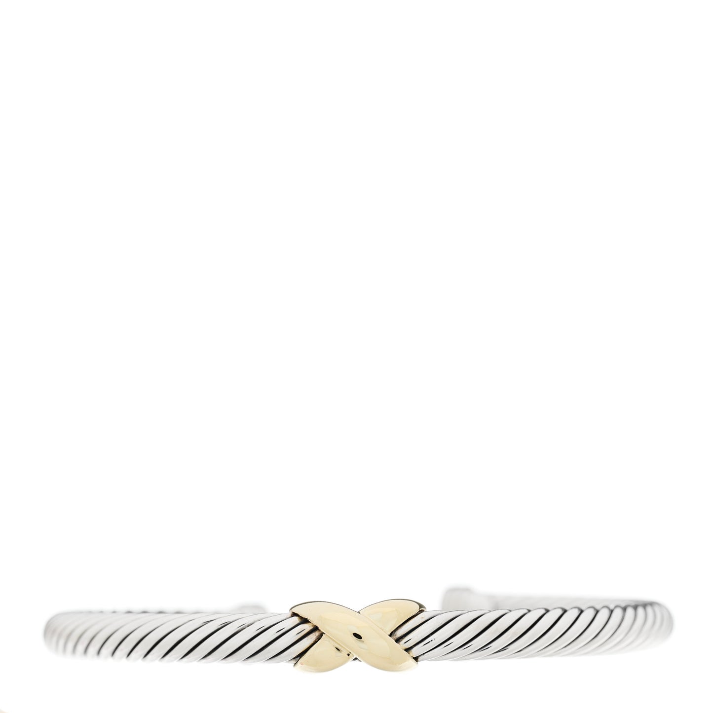 Sterling Silver 14K Yellow Gold 5mm X Station Cable Bracelet