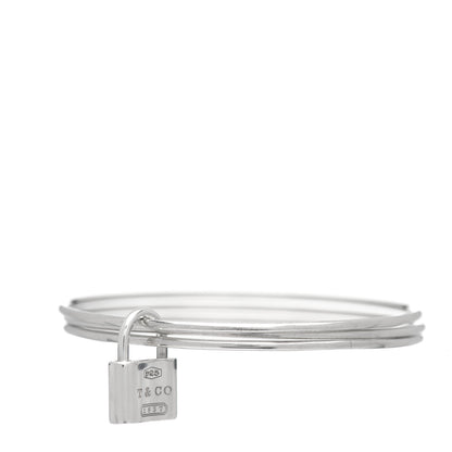 Tiffany Sterling Silver 1837 Triple Bangle Lock Bracelet 1 of 4
