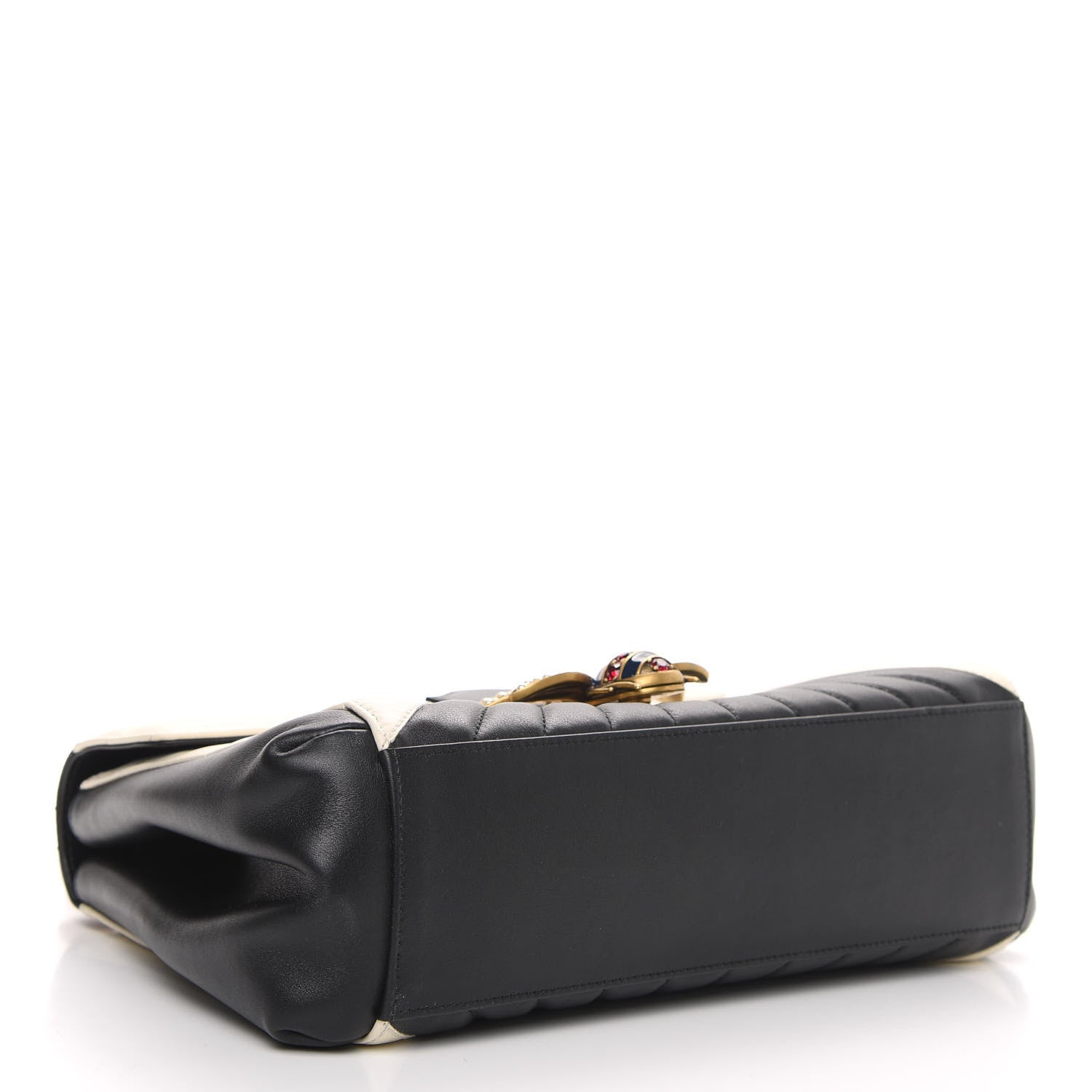 Gucci Calfskin Bamboo Trapuntata Queen Margaret Top Handle Bag Mystic White Black 5 of 13