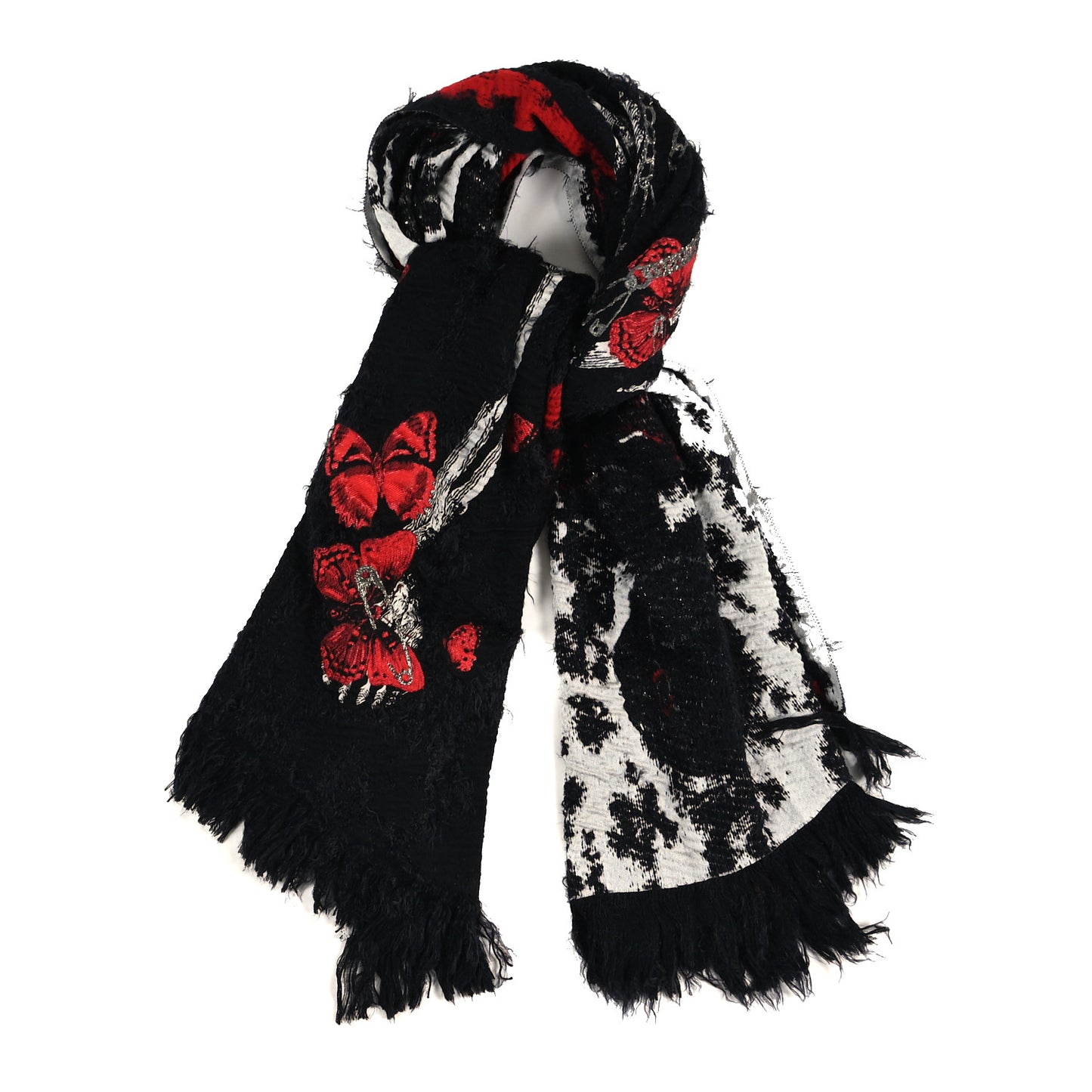 Wool Adorned Skeleton Stole Black Red White