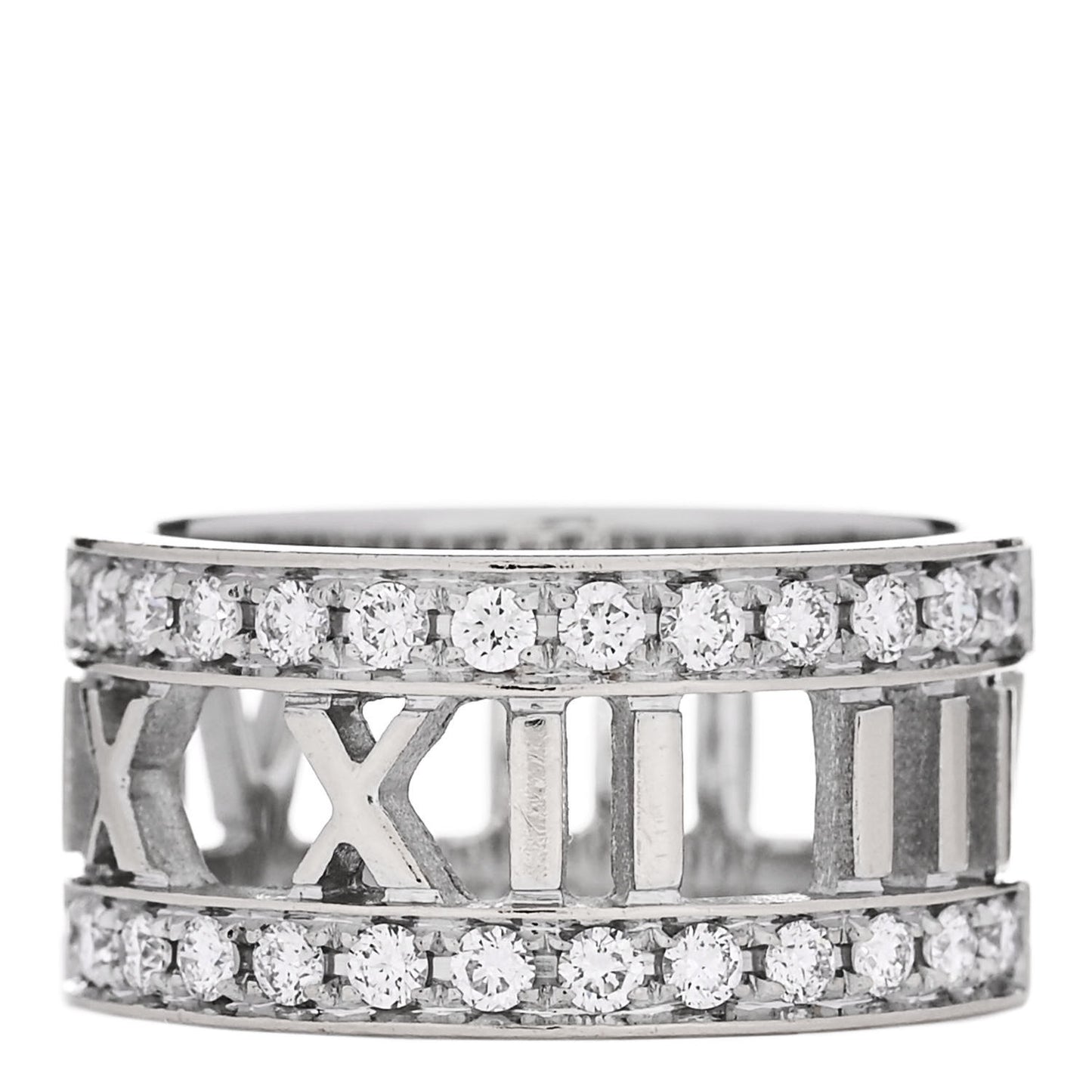 18K White Gold Diamond Wide Atlas Open Ring 50 5.5