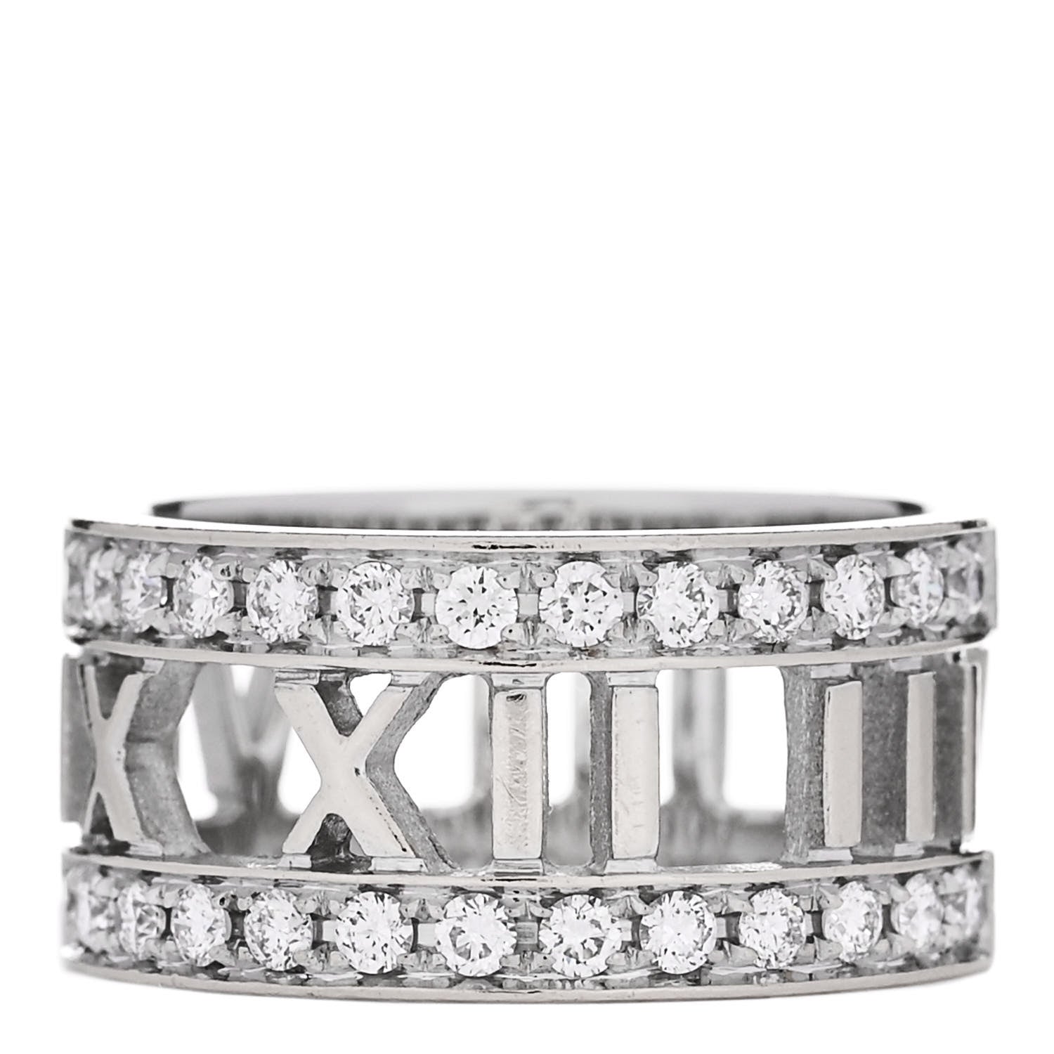 Tiffany 18K White Gold Diamond Wide Atlas Open Ring 50 5.5 1 of 5