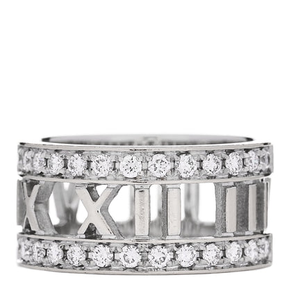 Tiffany 18K White Gold Diamond Wide Atlas Open Ring 50 5.5 1 of 5