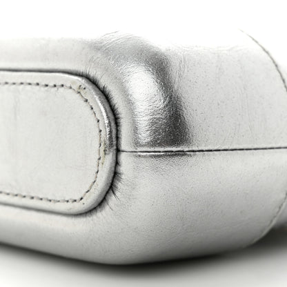 Chanel Metallic Lambskin Calfskin Quilted Small Gabrielle Clutch With Chain Silver 11 of 15