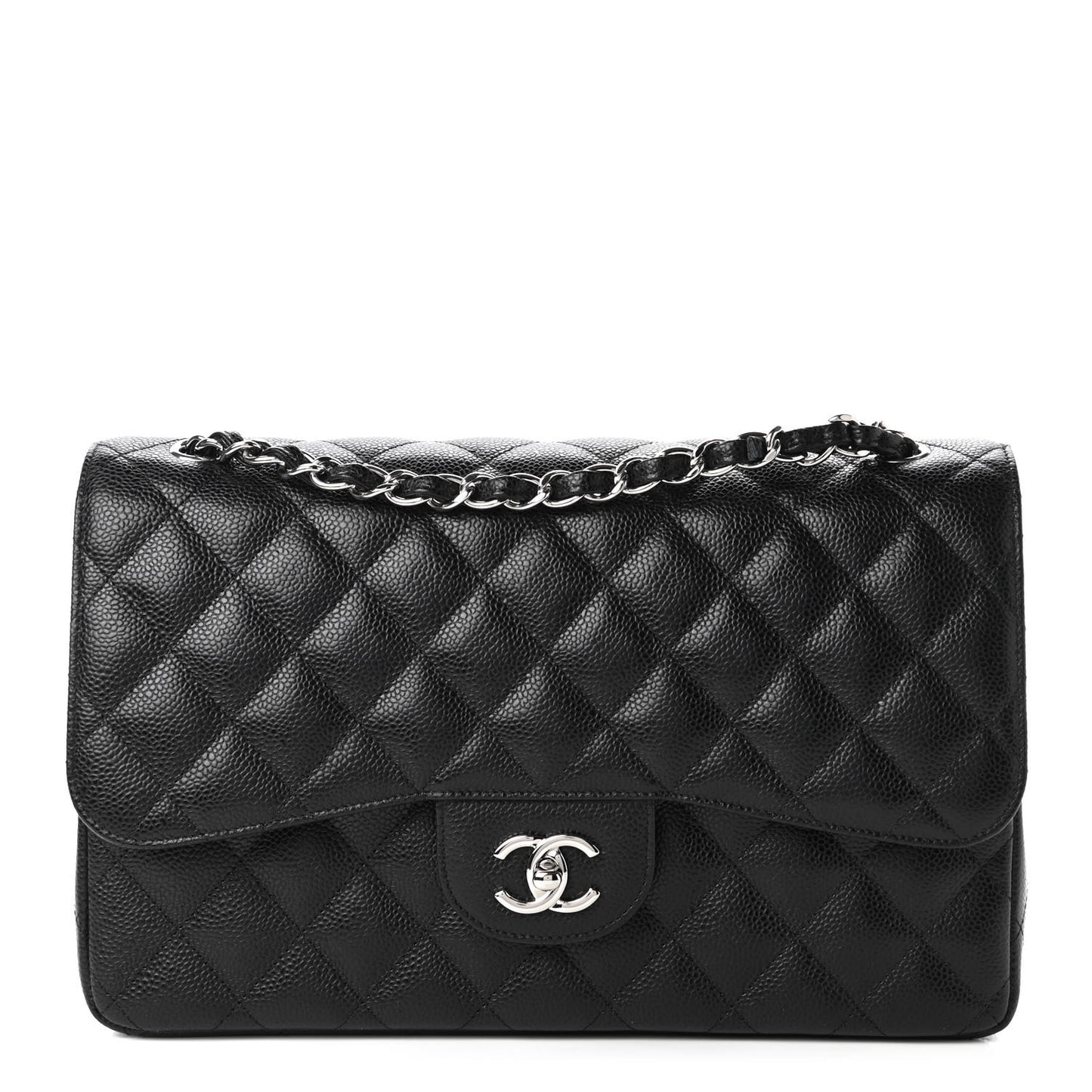 Caviar Quilted Jumbo Double Flap Black