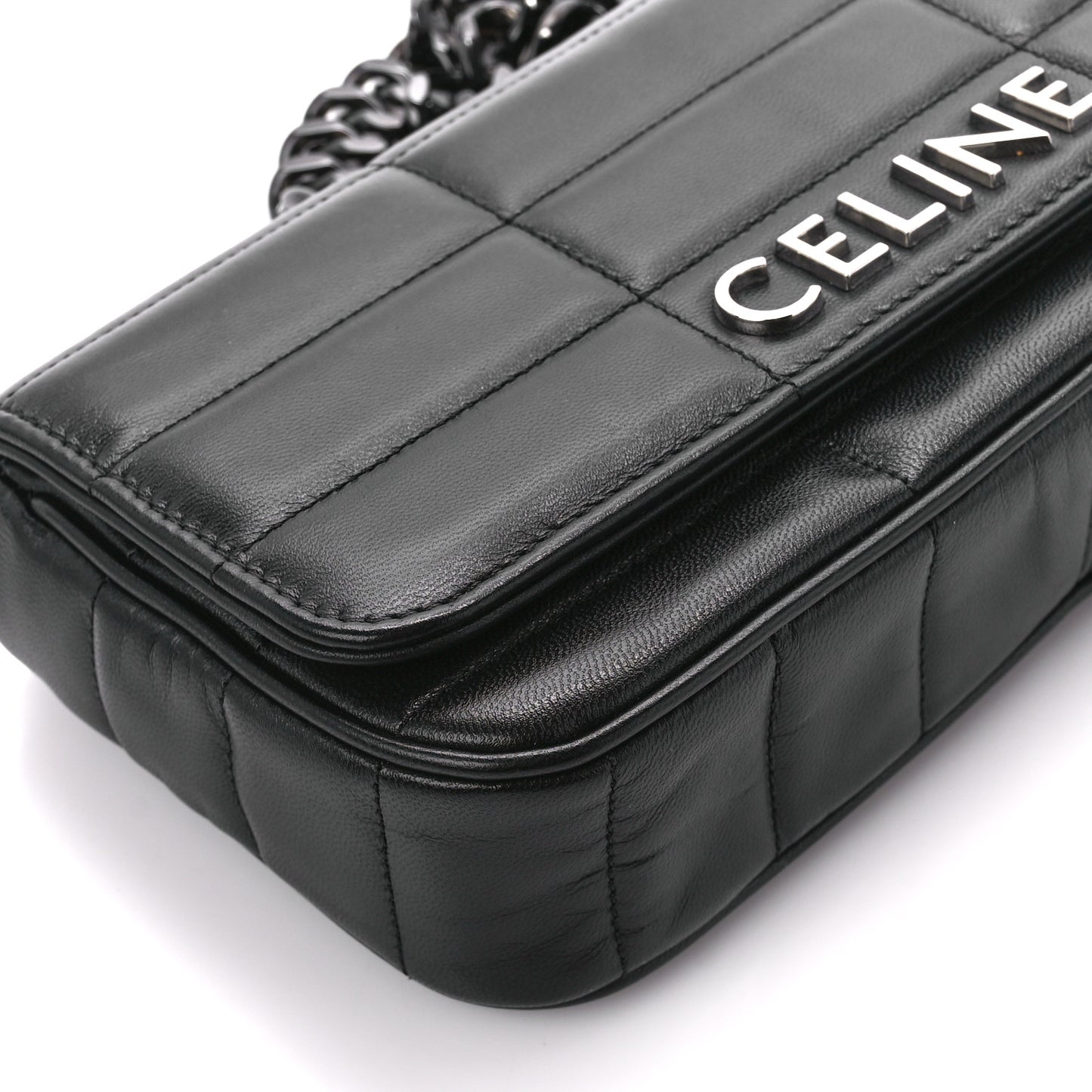 Goatskin Matelasse Chain Shoulder Bag Black