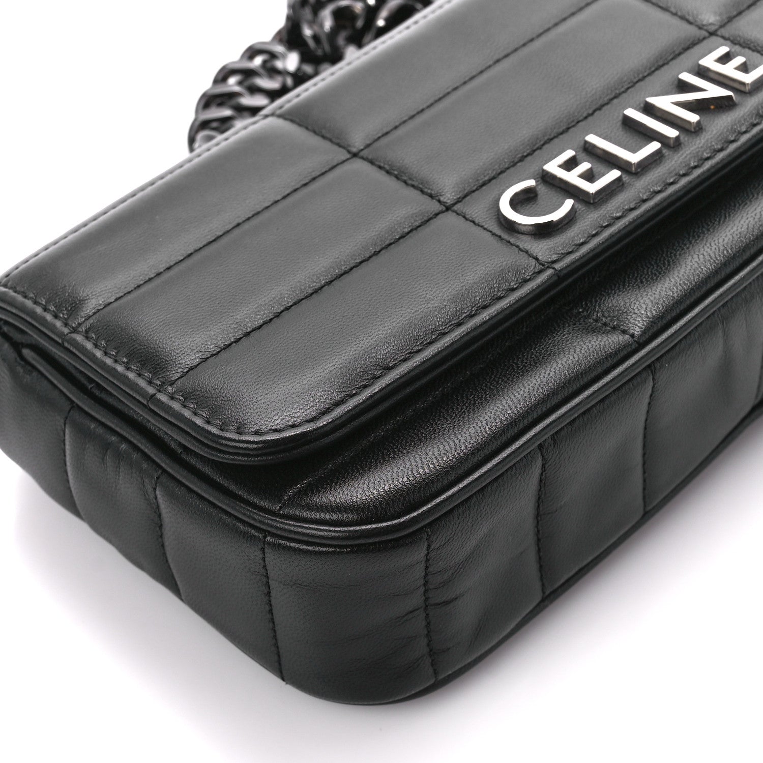 Celine Goatskin Matelasse Chain Shoulder Bag Black 8 of 9
