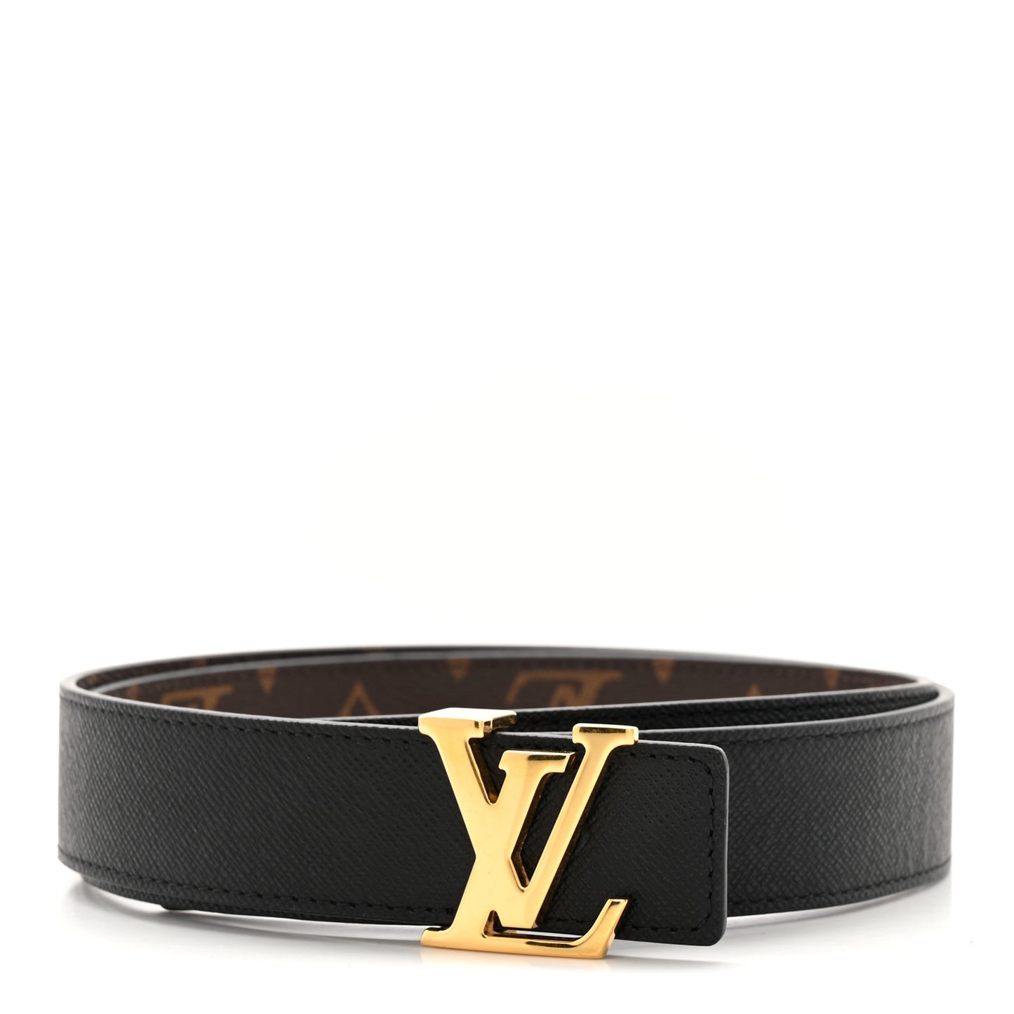 Calfskin Monogram 30mm LV Initiales Reversible Belt 85 34 Black