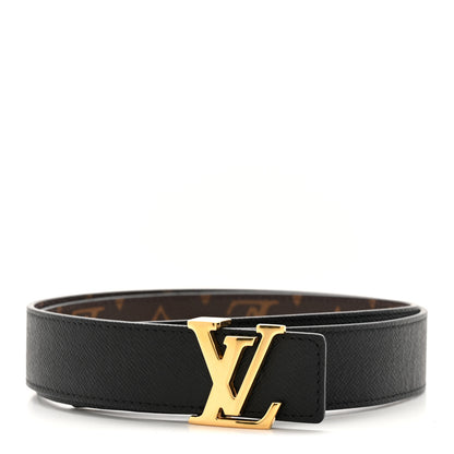 Louis Vuitton Calfskin Monogram 30mm LV Initiales Reversible Belt 85 34 Black 2 of 8