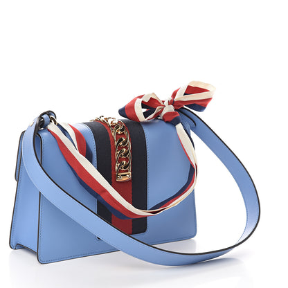 Gucci Calfskin Small Sylvie Shoulder Bag Clear Sky Blue 2 of 7