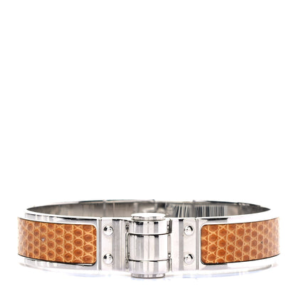 Hermes Lizard Charniere Cuir Narrow Hinged Bracelet Sesame 1 of 5
