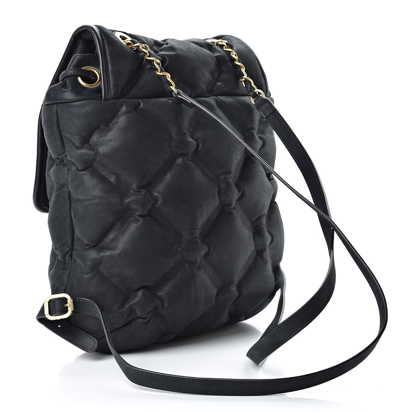Iridescent Calfskin Quilted Chesterfield Backpack Black