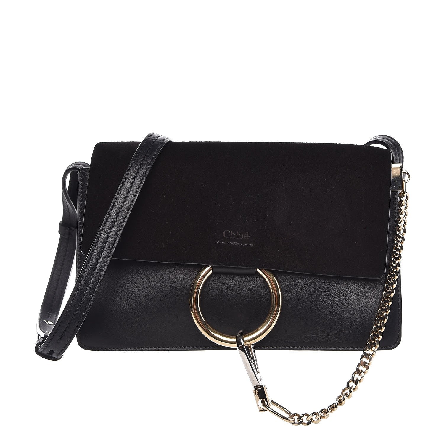 Chloe Suede Calfskin Small Faye Shoulder Bag Black 1 of 7