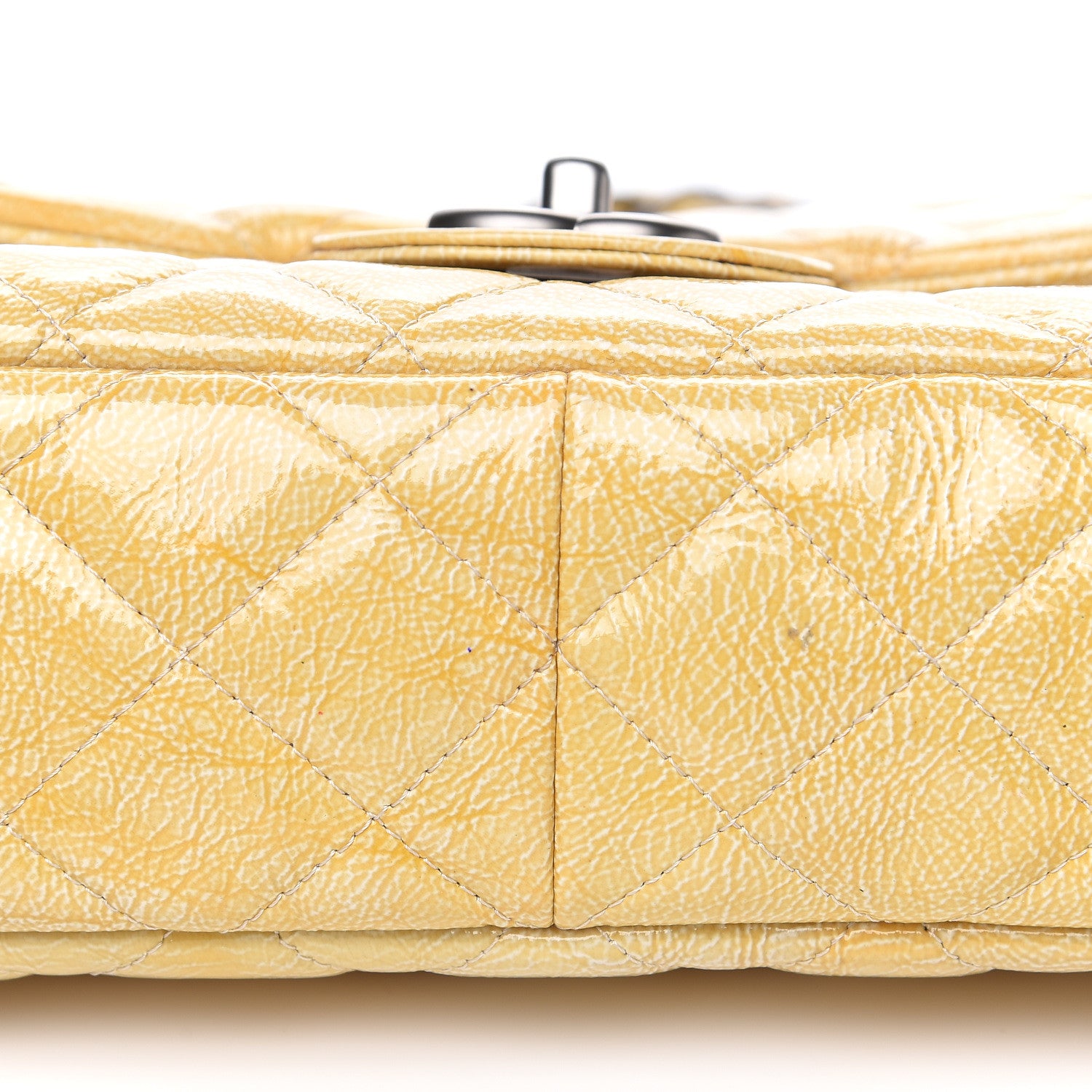 Chanel Crinkled Patent Quilted Jumbo Single Flap Light Beige 11 of 13
