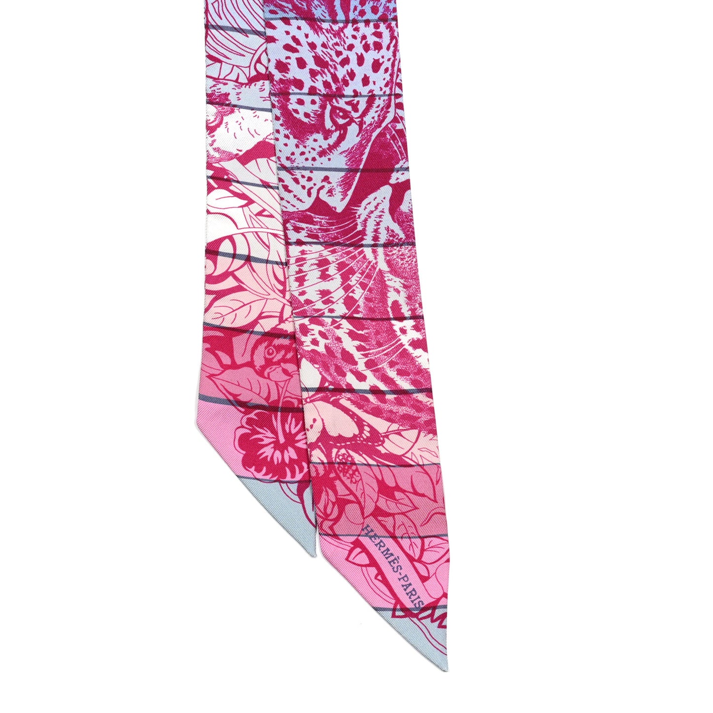 Silk Jungle Love Rainbow Twilly Fuchsia Bleu Ciel