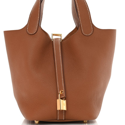 Hermes Taurillon Clemence Picotin Lock 18 PM Gold 8 of 11