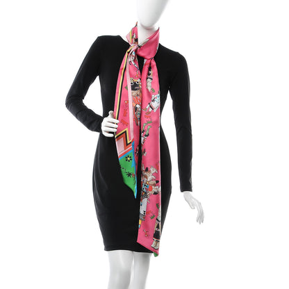 Hermes Silk Kachinas Maxi Twilly Rose Vert Bleu 2 of 7