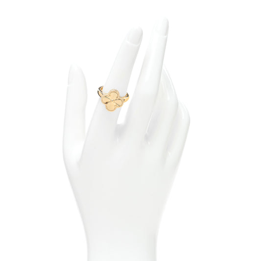18K Yellow Gold Guilloche Vintage Alhambra Ring 54 7