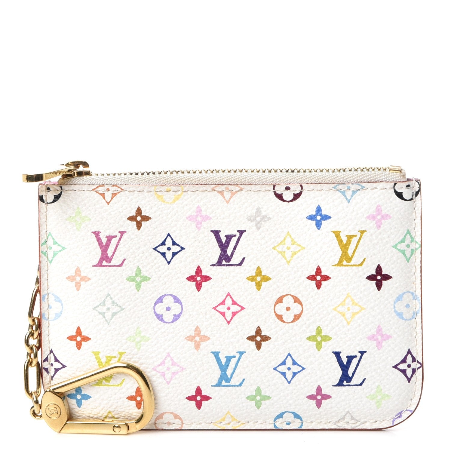 Louis Vuitton Monogram Multicolor Key Pouch White Litchi 1 of 7