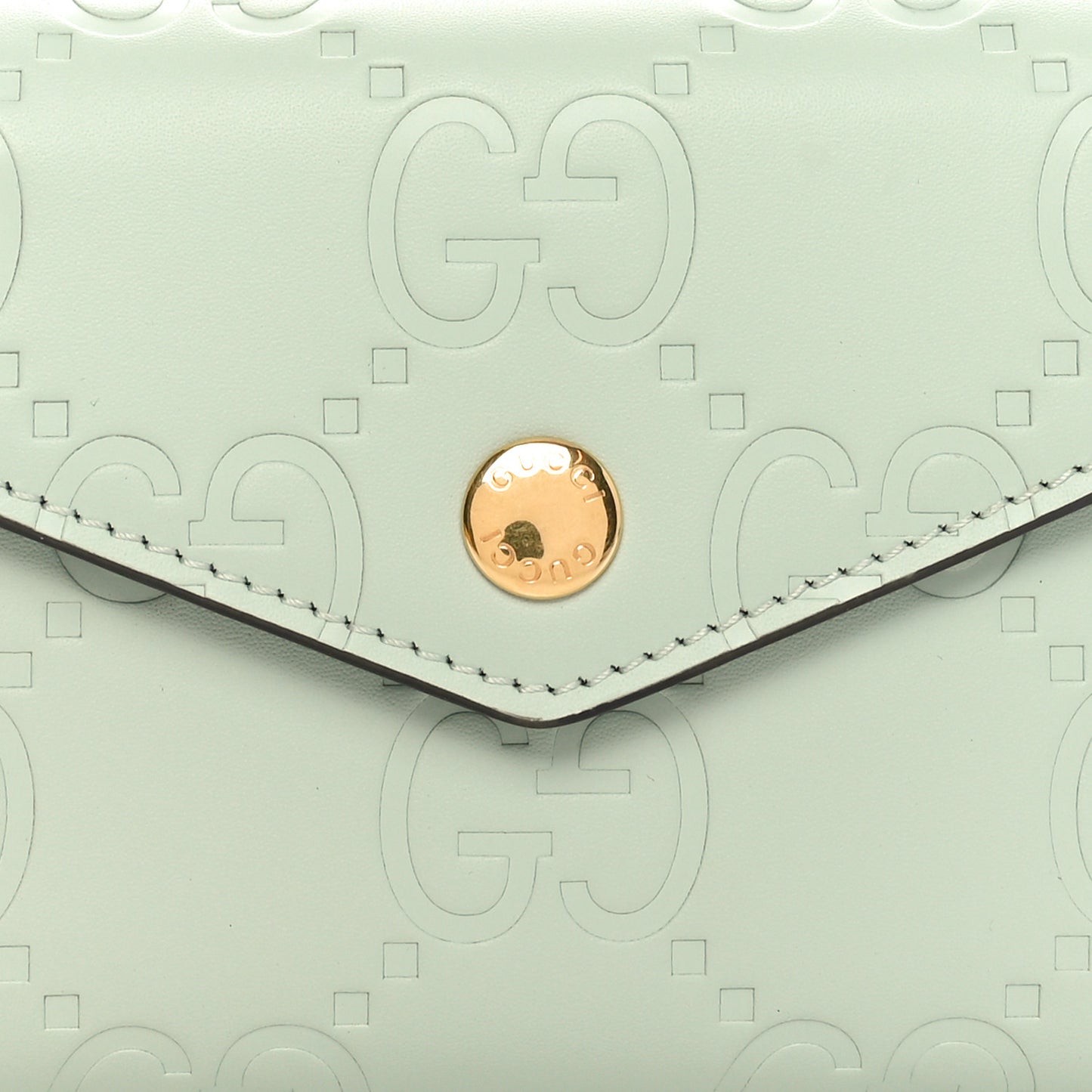 Gilbert Calfskin Jumbo GG Embossed Tri-Fold Wallet Salvy Green