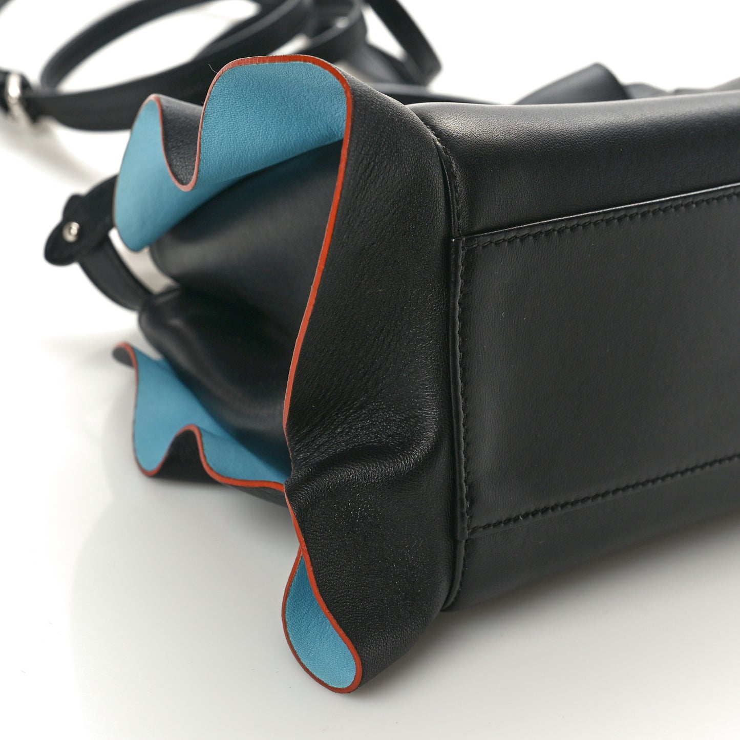 Nappa Waves Bi-Color Mini Peekaboo Iconic Satchel Black Turchese