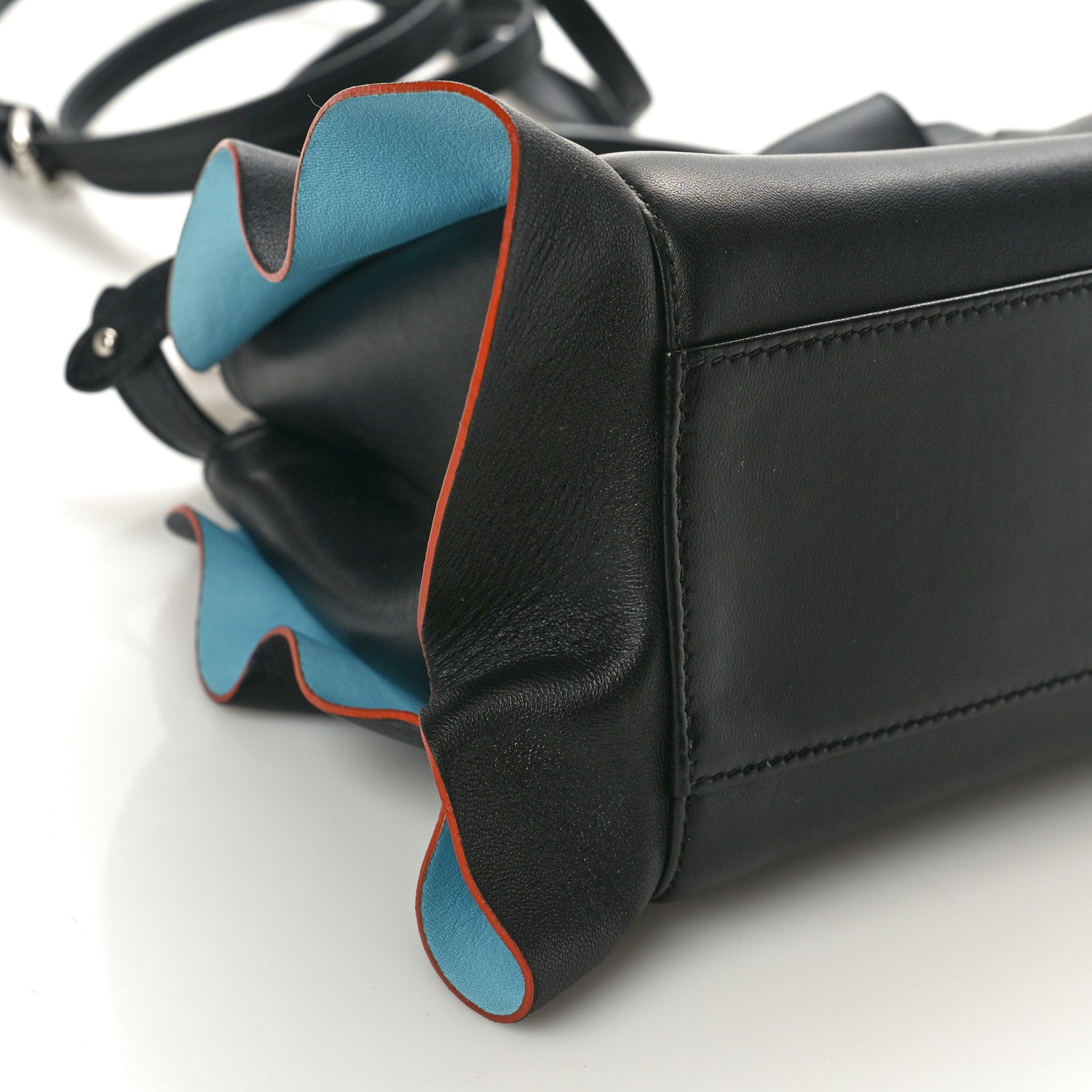 Fendi Nappa Waves Bi-Color Mini Peekaboo Iconic Satchel Black Turchese 8 of 9