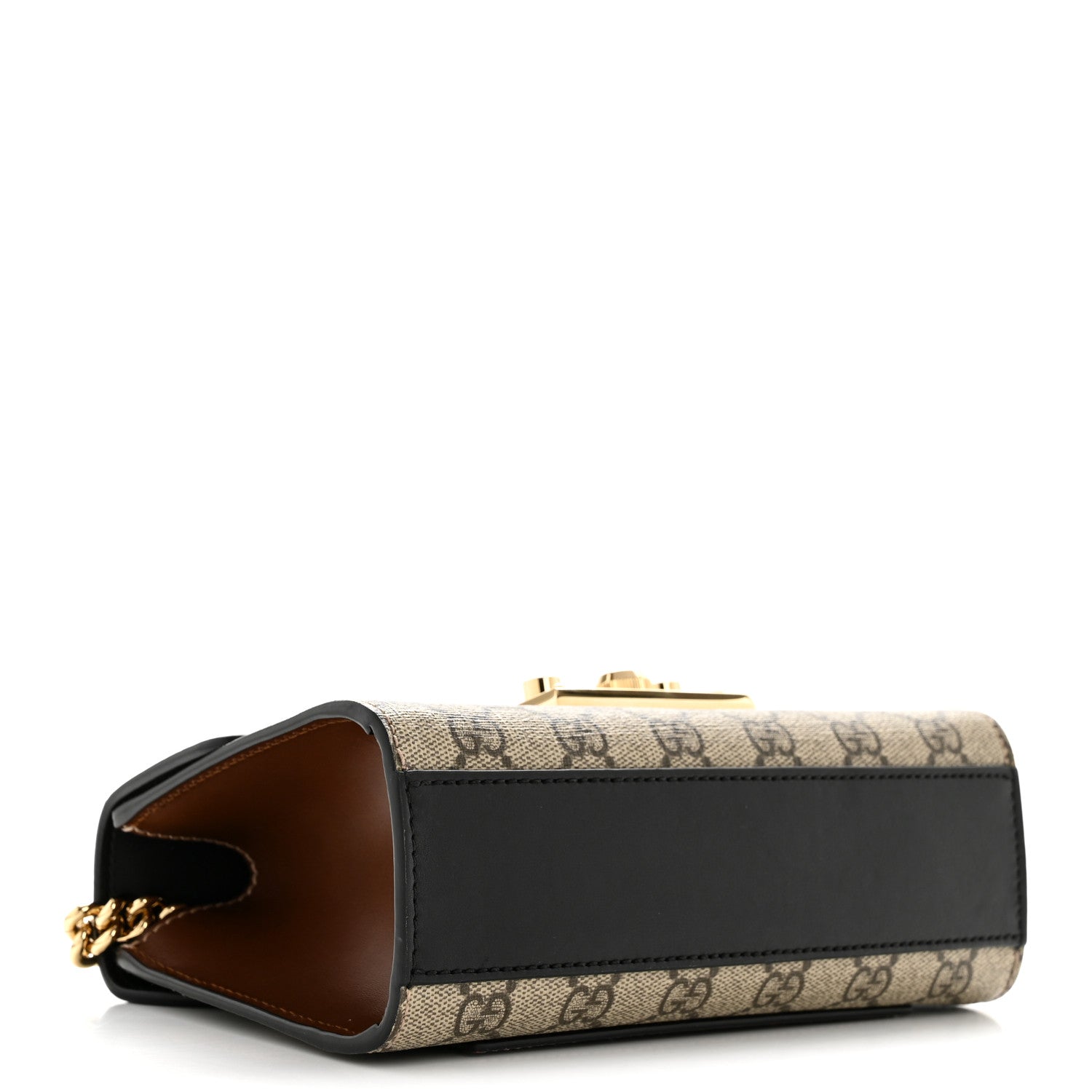 Gucci GG Supreme Monogram Calfskin Small Padlock Shoulder Bag Beige Black Cuir 4 of 15