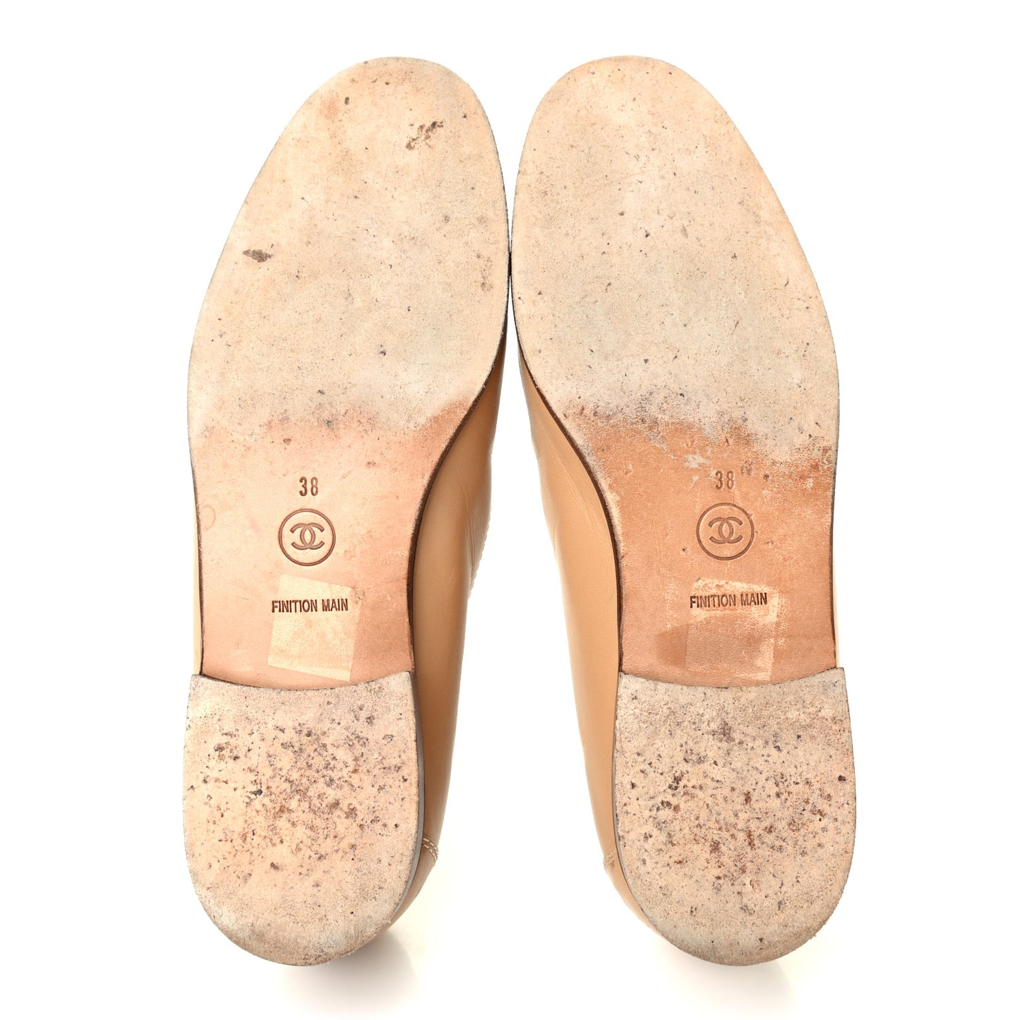 Calfskin Finition Main Loafers 38 Beige White