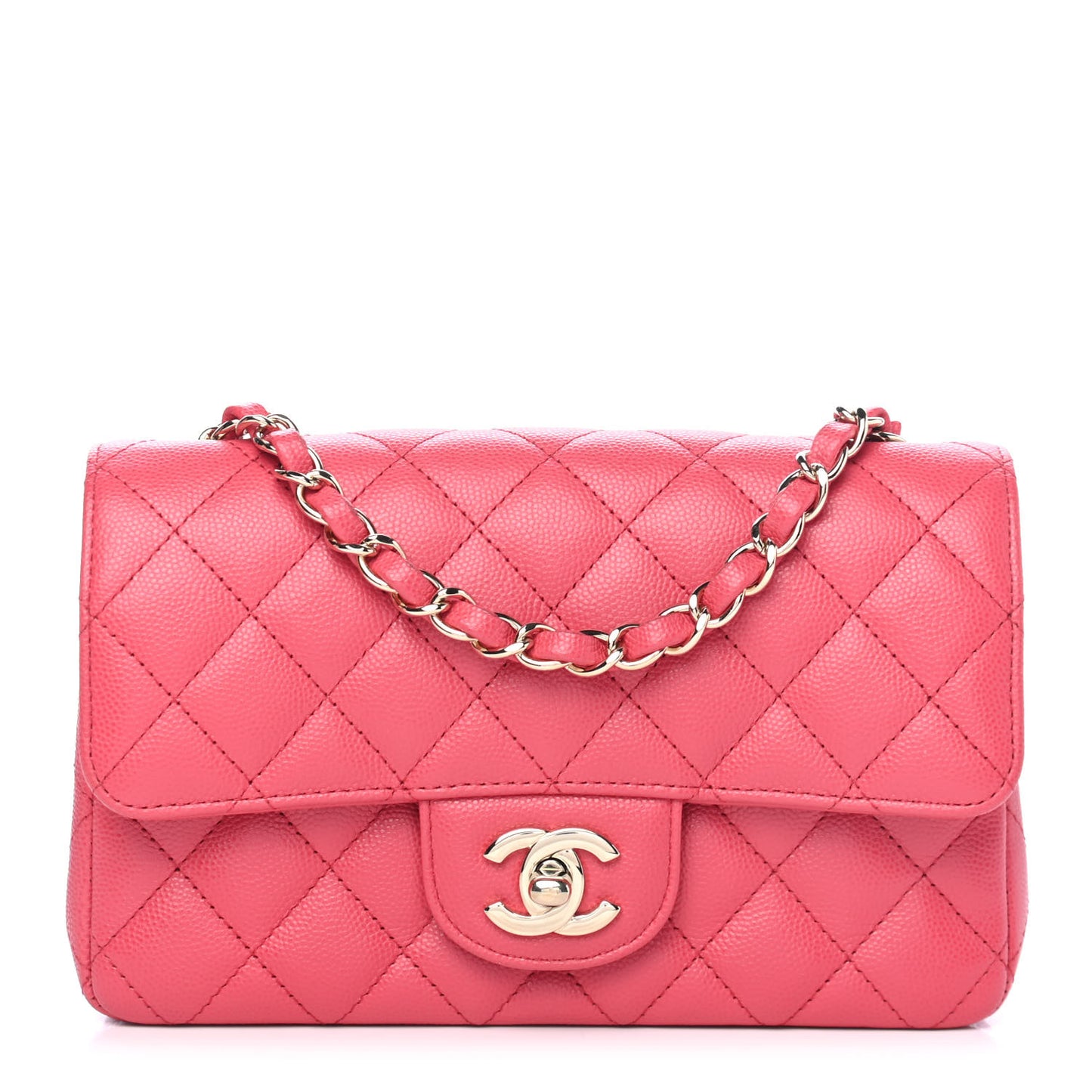 Caviar Quilted Mini Rectangular Flap Dark Pink