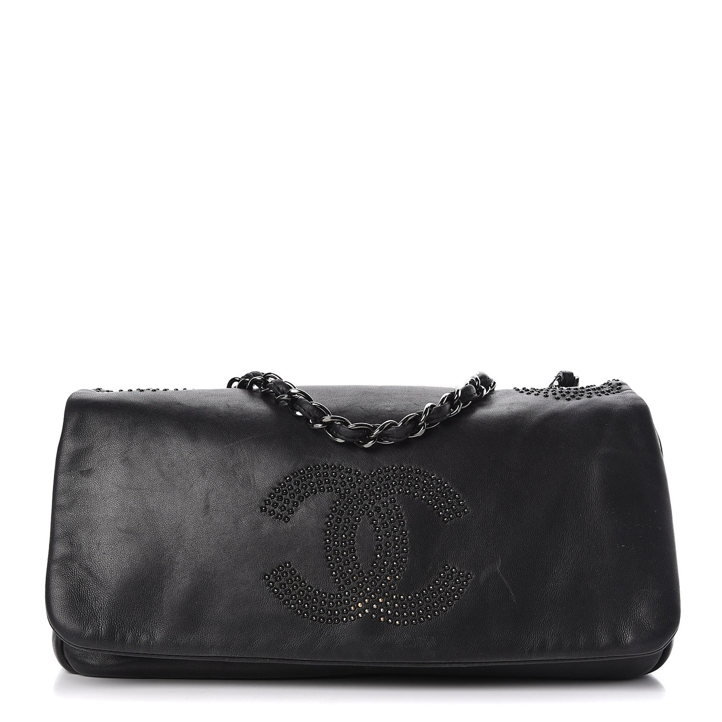 Lambskin Studded CC East West Flap Black